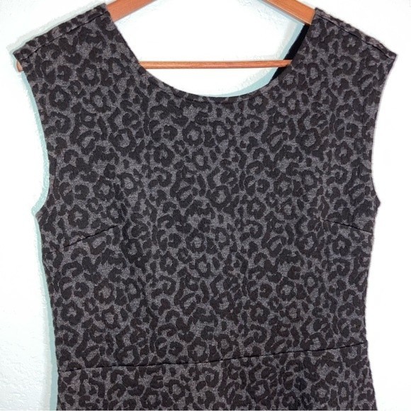 Loft Black Grey Animal Print Fit & Flare Mini Dress Size 4 - Picture 6 of 6